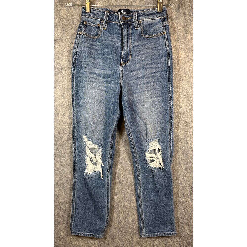 Hollister Womens Distressed Ultra High-Rise Mom Jean Light Fade - Size 1 Short